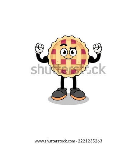 Mascot cartoon of apple pie posing with muscle , character design
