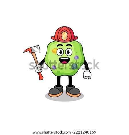 Cartoon mascot of amoeba firefighter , character design