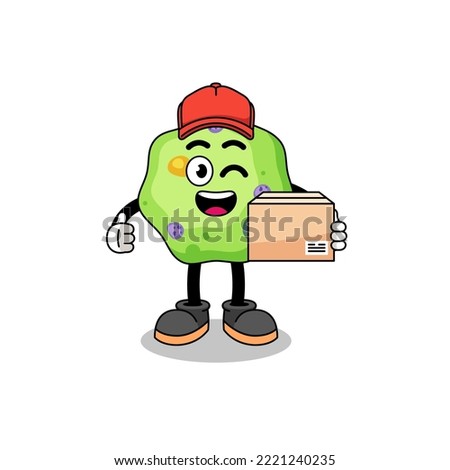 amoeba mascot cartoon as an courier , character design