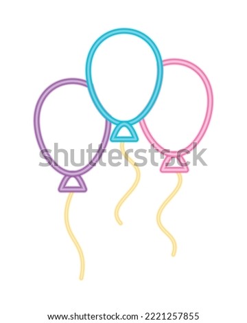 neon party balloons icon on white background