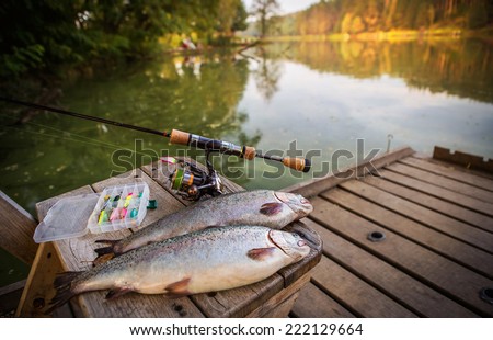 trout area fishing. blurred background