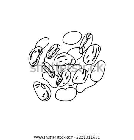 Illustration of a handful of red beans on a white background in line-art style.