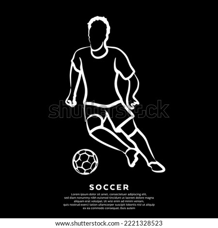 Abstract line drawing of professional soccer player. Vector illustration