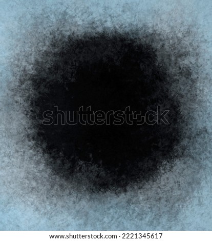 A frame of a frosty pattern on a black background. A round frame with an abstract ice structure allows you to apply or add a frost effect. Frost on the glass, freezing effect Royalty-Free Stock Photo #2221345617