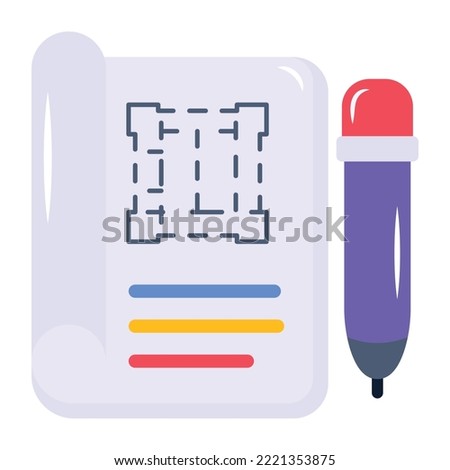 A flat icon design of architectural project