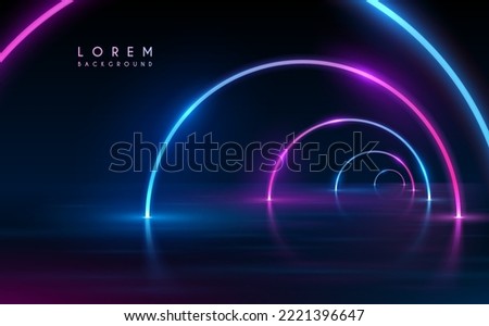 Abstract neon rings on water surface Royalty-Free Stock Photo #2221396647
