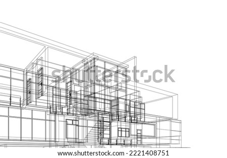 Architectural drawing of modern house vector illustration