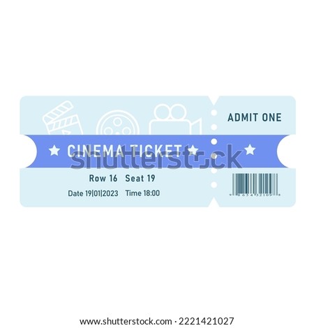 Blue ticket to the cinema. Vector