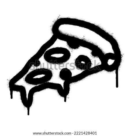 Spray Painted Graffiti Pizza icon Sprayed isolated with a white background. graffiti Pizza symbol with over spray in black over white. Vector illustration.