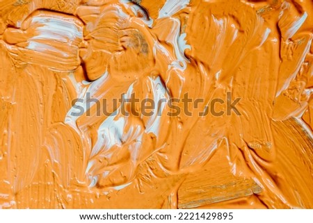 Abstract orange white background oil painting. Peach brush strokes on paper. Copy space for text, design art work or product. Red oil abstract backdrop texture.
