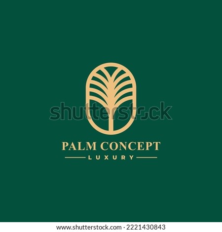 Dates Palm Tree Logo Line Art Vector Illustration Luxury Palm Logo
