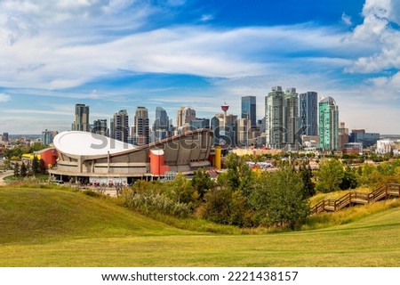 Panoramic view of Calgary in a sunny day, Canada Royalty-Free Stock Photo #2221438157