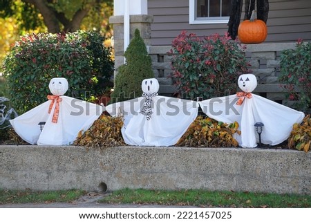 Halloween ghost and pumpkin decorations
