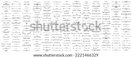 Hand drawn Eastern Islamic flower ornament text dividers, flourishes and laurel vector design elements set for decoration Royalty-Free Stock Photo #2221466329