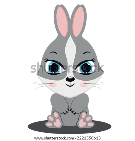 Cute cartoon gray hare. Symbol of the New Year 2023.