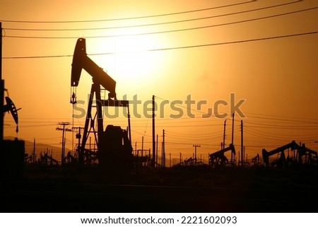 California Oil Field at Sunset