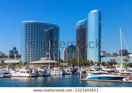 San Diego Bay in marina district, California, USA