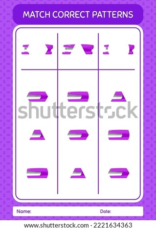 Match pattern game with stapler. worksheet for preschool kids, kids activity sheet