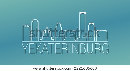 Yekaterinburg, Sverdlovsk Oblast, Russia Skyline Linear Design. Flat City Illustration Minimal Clip Art. Background Gradient Travel Vector Icon.