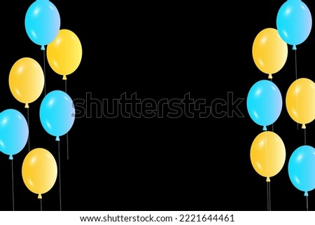 colored balloons black background. Christmas sale. Wedding invitation poster. Happy birthday. Vector illustration. Stock picture. 