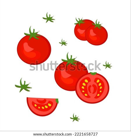 Graphic illustration of red and ripe tomatoes, suitable for healthy cooking