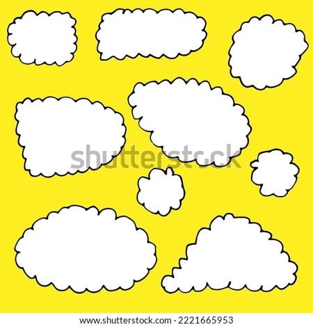 set of bubble text with hand drawn outline 