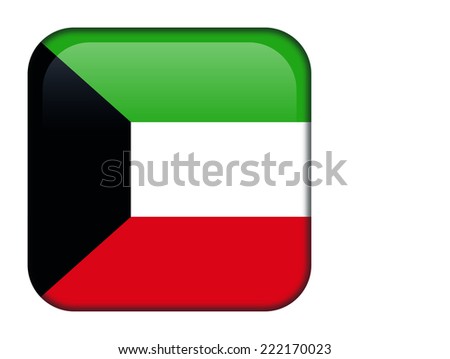 Kuwait glossy rectangle button
