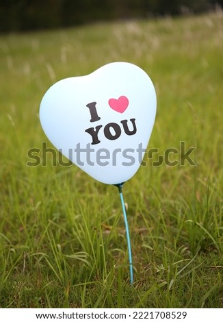 Heart-shaped wedding balloons in the grass