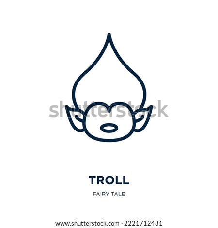 troll icon from fairy tale collection. Thin linear troll, cartoon, character outline icon isolated on white background. Line vector troll sign, symbol for web and mobile