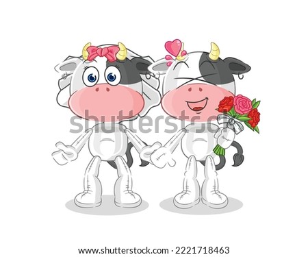 the cow wedding cartoon. cartoon mascot vector