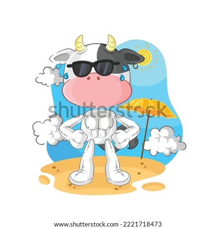 the cow sunbathing in summer. character vector