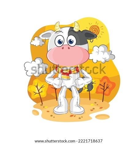 the cow in the autumn. cartoon mascot vector