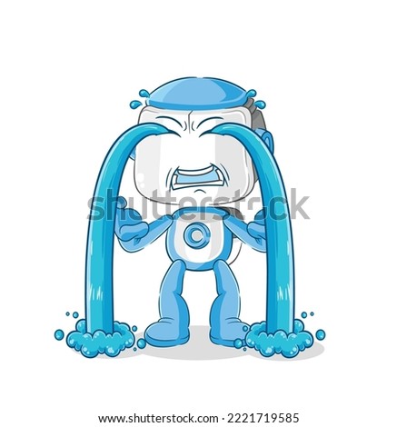 the humanoid robot crying illustration. character vector