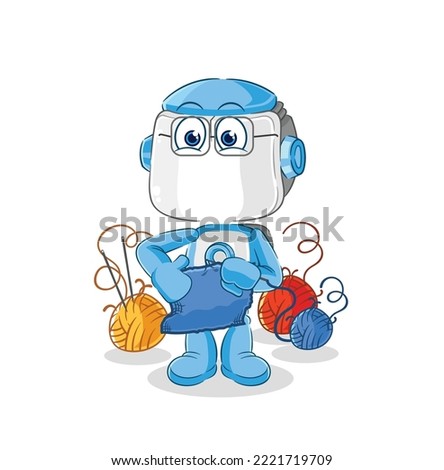 the humanoid robot tailor mascot. cartoon vector