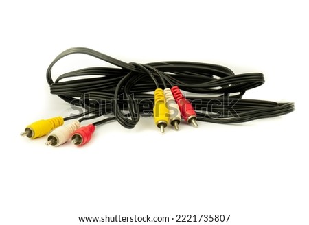 RCA cable connector, RCA connector on white Background, Red white Yellow connector Jack, Signal cable jack, Audio and Video cable on white background. Royalty-Free Stock Photo #2221735807