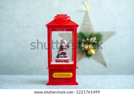 Christmas decoration for Home red lantern with Santa Claus