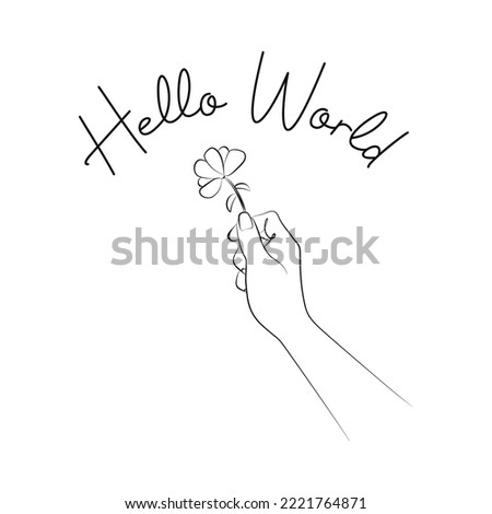 Gives a flower, line art, one line drawing. Stylish illustration