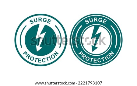 Surge protection badge logo design. Suitable for product label and information Royalty-Free Stock Photo #2221793107