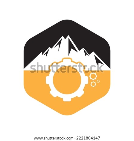 Mountain gear logo icon design.