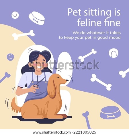 Hand drawn pet sitting posts Vector illustration.