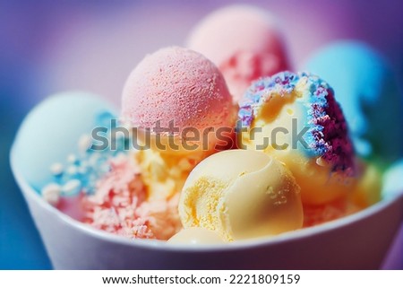 Delicious Christmas ice cream in assortment in various colors. Sweet holiday candies. Sweets on an abstract background
