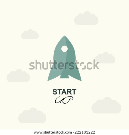 Start-up rocket launcher illustration concept design for business creative art