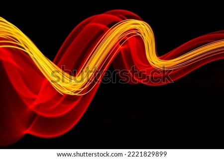 Abstract technology banner design. Digital neon lines on black background. Royalty-Free Stock Photo #2221829899