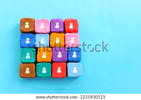business concept image of plasticine blocks with people icons ,human resources and management concept