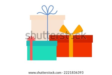 A group of multi-colored gift boxes with bows. Vector illustration in modern flat style isolated on white background