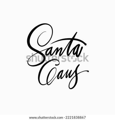New Year's autograph of Santa Claus. Holiday signature for gifts, postcards, stickers, packages and labels. Vector illustration