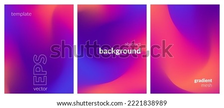 Abstract liquid background. Variation set. Vibrant color blend. Blurred fluid colours. Gradient mesh. Modern design template for posters, ad banners, brochures, flyers, covers, websites. Vector image Royalty-Free Stock Photo #2221838989
