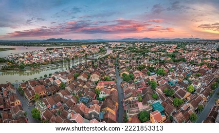 Hoi An, Vietnam :Aerial view of Hoi An ancient town, UNESCO world heritage, at Quang Nam province. Vietnam. Hoi An is one of the most popular destinations in Vietnam