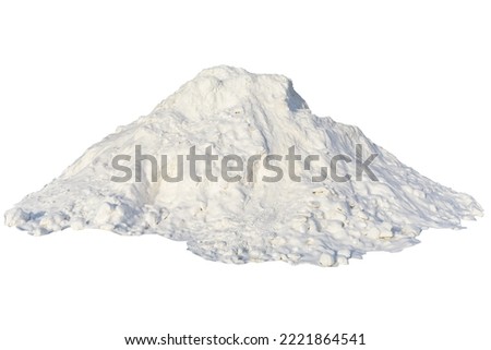 Large pile of snow with mud isolated on white background