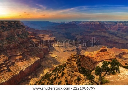 Grand Canyon National Park at amazing, dramatic sunset, Arizona, USA Royalty-Free Stock Photo #2221906799